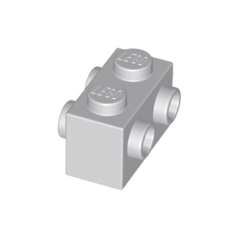 Steen, Aangepast 1x2 met 2 nopjes aan 2 kanten Light Bluish Gray